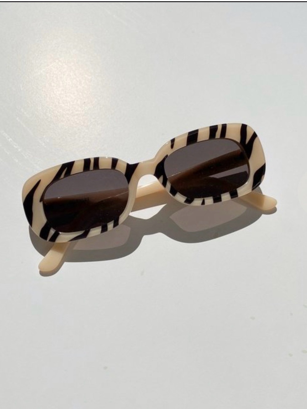 Velvet Canyon El Tigre Cream Zebra Oval Acetate Sunglasses (Orig $210)
